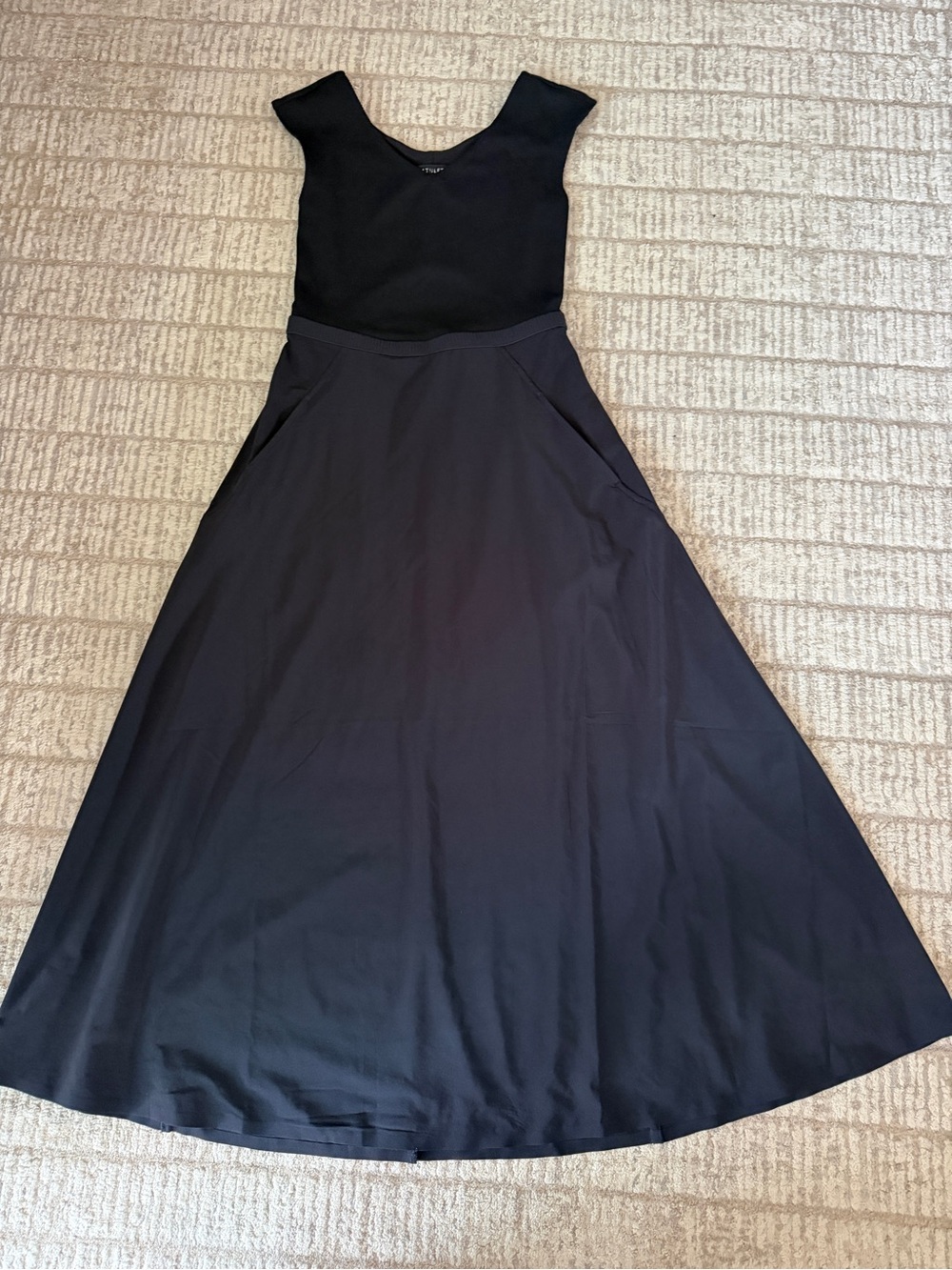Athleta Ryder Black A-Line Maxi dress with Pockets